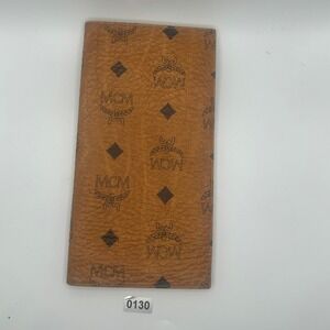 MCM Cognac Visetos Monogram Trifold Wallet Card Holder#130
